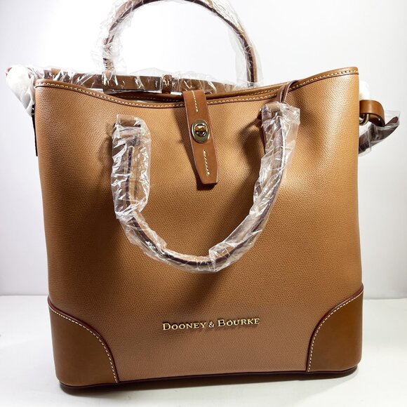 DOONEY & BOURKE Shelby Shopper Tan Shoulder Handbag Tote Leather LF36C - Picture 6 of 12